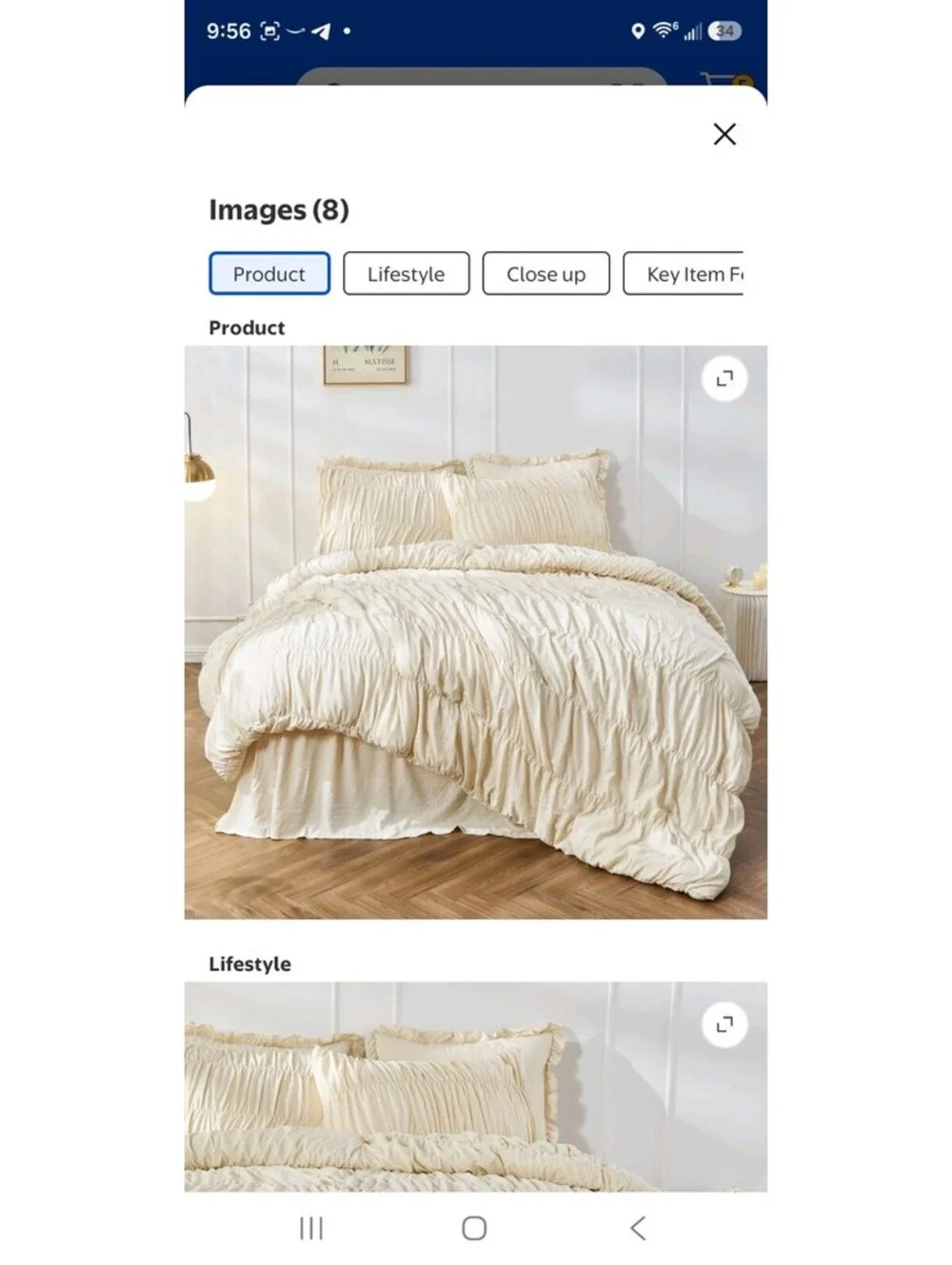 Bonlino Farmhouse Ruched Comforter King Size Bed Set 3 Pieces with Pillow Shams